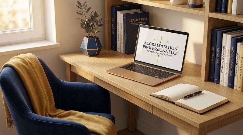 Un bureau de travail avec ordinateur portable et carnet
